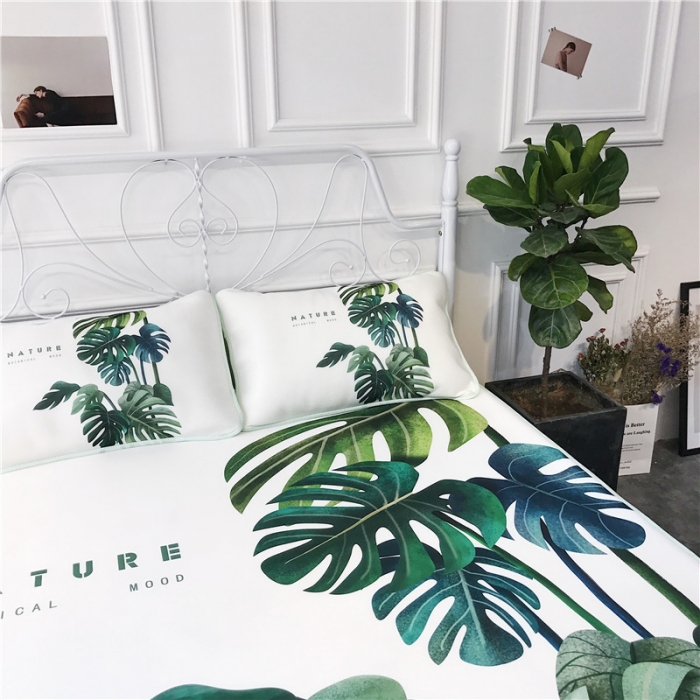 91家纺网 家纺一手货源 找家纺 昔可家纺 2018新款3D凉席 网红龟背竹