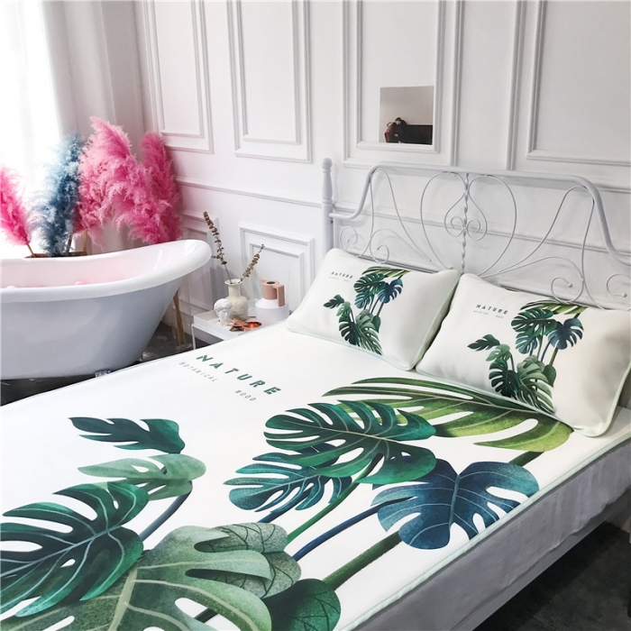 91家纺网 家纺一手货源 找家纺 昔可家纺 2018新款3D凉席 网红龟背竹