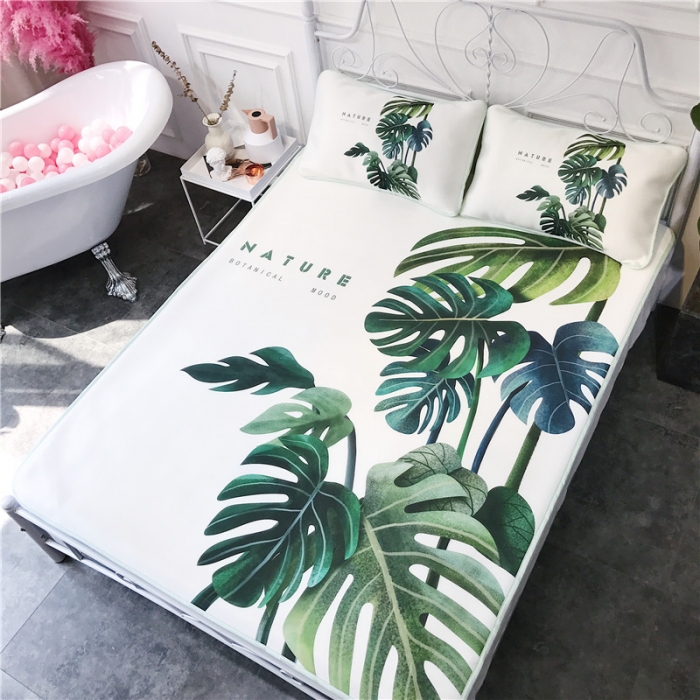 91家纺网 家纺一手货源 找家纺 昔可家纺 2018新款3D凉席 网红龟背竹