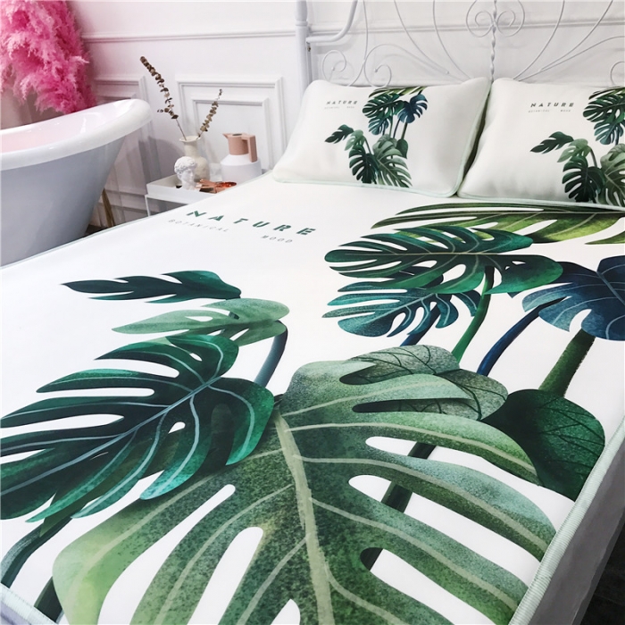 91家纺网 家纺一手货源 找家纺 昔可家纺 2018新款3D凉席 网红龟背竹