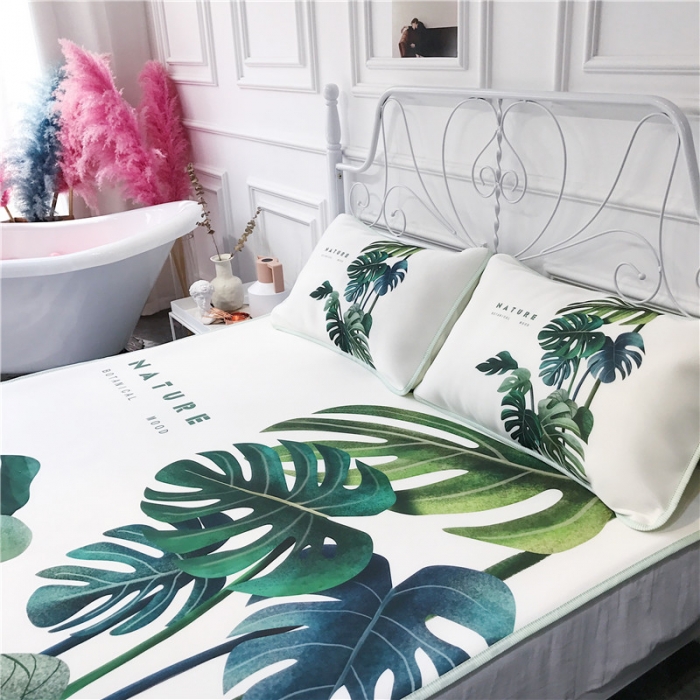 91家纺网 家纺一手货源 找家纺 昔可家纺 2018新款3D凉席 网红龟背竹