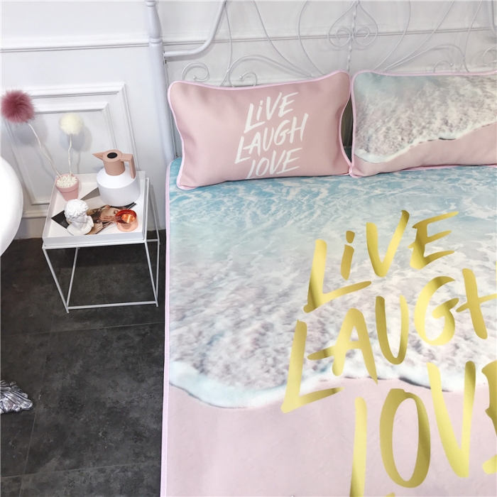 91家纺网 家纺一手货源 找家纺 昔可家纺 2018新款3D凉席 夏日海边