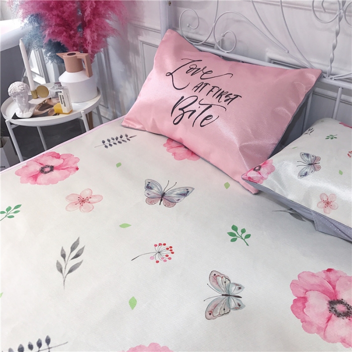 91家纺网 家纺一手货源 找家纺 昔可家纺 爆款冰丝席绿植花卉系列 骗骗飞舞