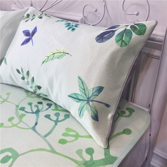 91家纺网 家纺一手货源 找家纺 昔可家纺 爆款冰丝席绿植花卉系列  清凉叶子