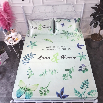 昔可家纺 爆款冰丝席绿植花卉系列  清凉叶子