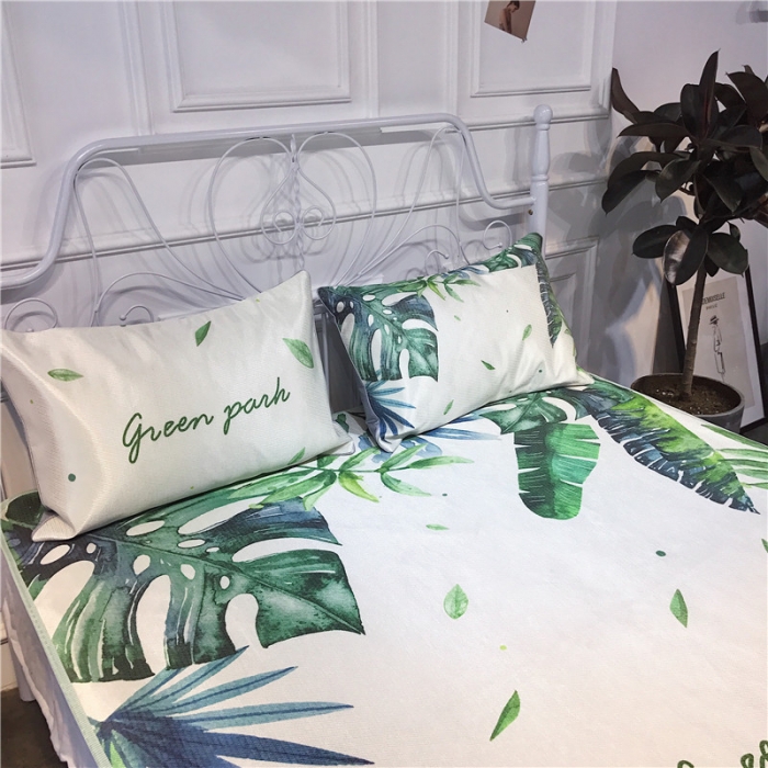 91家纺网 家纺一手货源 找家纺 昔可家纺 爆款冰丝席绿植花卉系列 清凉一夏