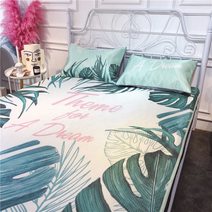 91家纺网 家纺一手货源 找家纺 昔可家纺 爆款冰丝席绿植花卉系列 网红绿植