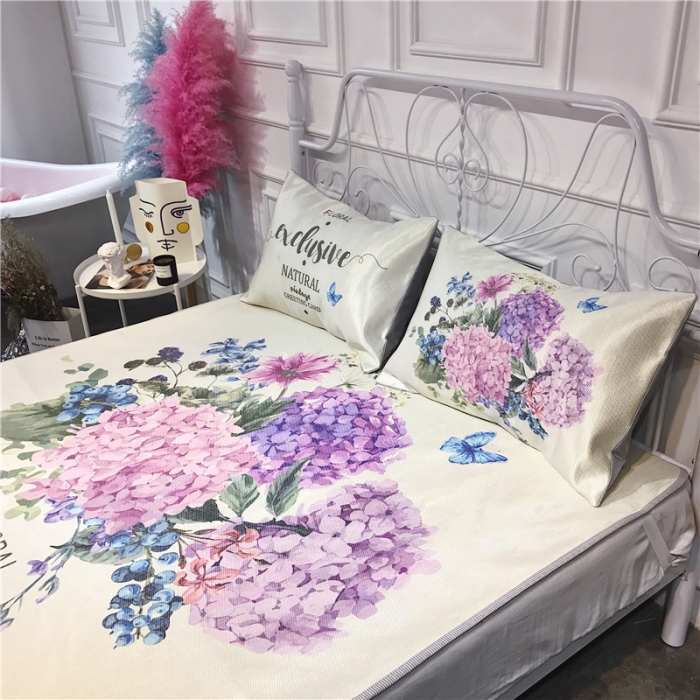 91家纺网 家纺一手货源 找家纺 昔可家纺 爆款冰丝席绿植花卉系列 绣球花