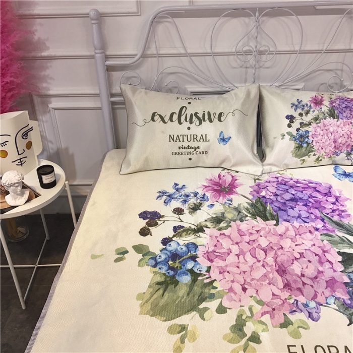 91家纺网 家纺一手货源 找家纺 昔可家纺 爆款冰丝席绿植花卉系列 绣球花