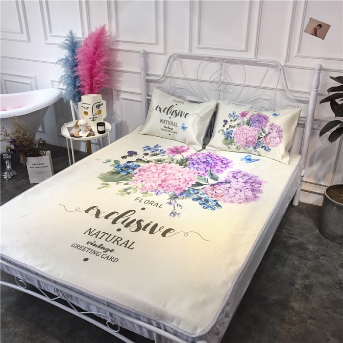 91家纺网 家纺一手货源 找家纺 昔可家纺 爆款冰丝席绿植花卉系列 绣球花