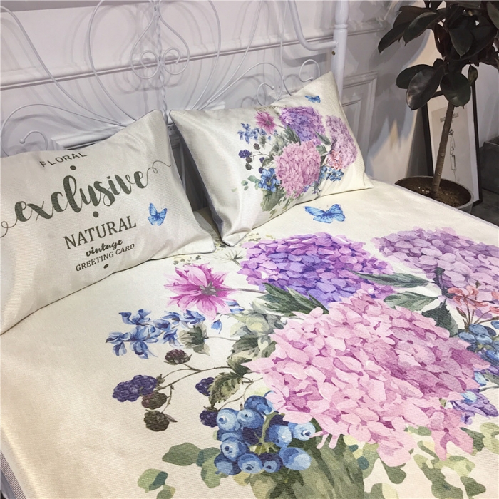 91家纺网 家纺一手货源 找家纺 昔可家纺 爆款冰丝席绿植花卉系列 绣球花