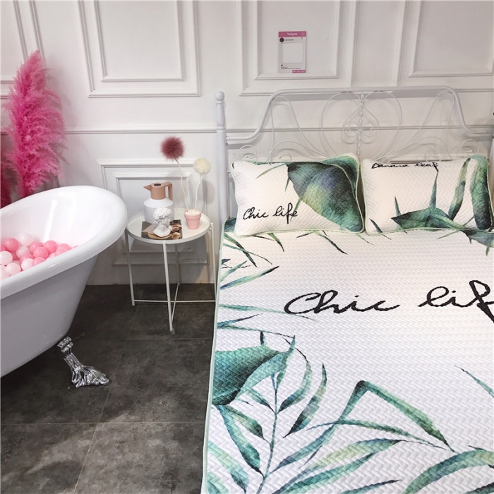 91家纺网 家纺一手货源 找家纺 昔可 chic风高颜值亲肤天丝空调软席三件套chic叶子