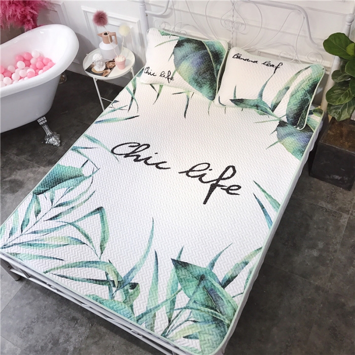 91家纺网 家纺一手货源 找家纺 昔可 chic风高颜值亲肤天丝空调软席三件套chic叶子