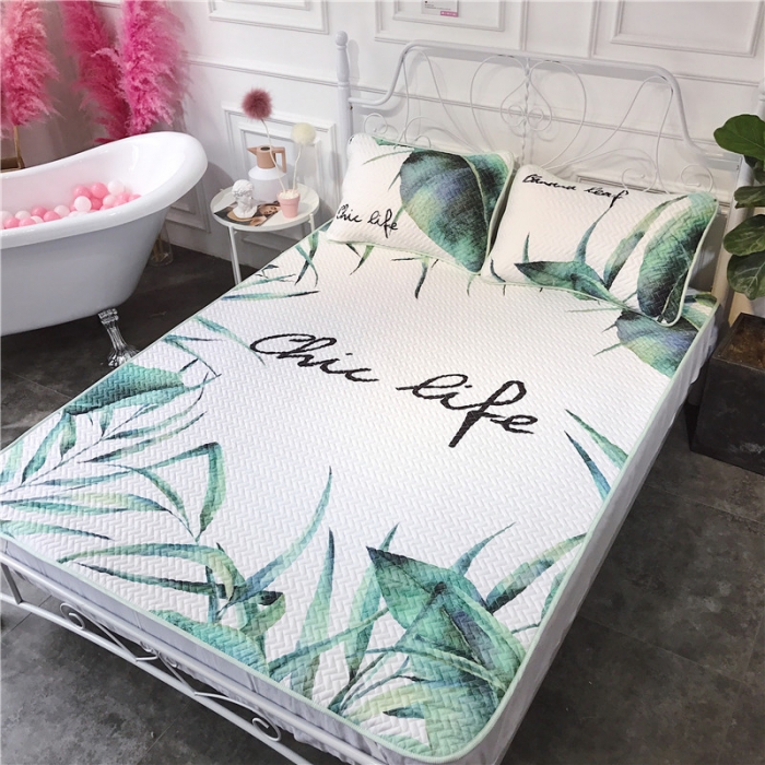 91家纺网 家纺一手货源 找家纺 昔可 chic风高颜值亲肤天丝空调软席三件套chic叶子