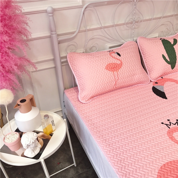 91家纺网 家纺一手货源 找家纺 昔可 chic风高颜值亲肤天丝空调软席三件套粉底仙人掌鸟