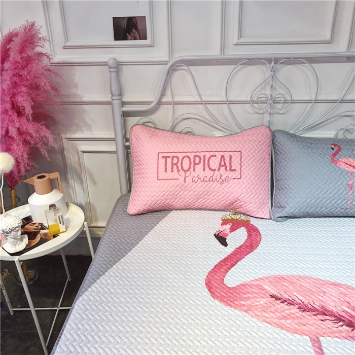 91家纺网 家纺一手货源 找家纺 昔可 chic风高颜值亲肤天丝空调软席三件套拼接网红鸟