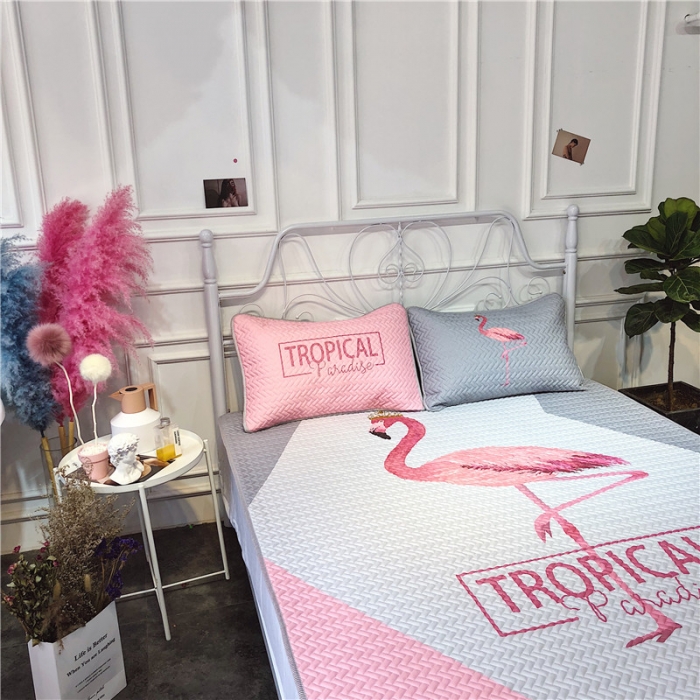 91家纺网 家纺一手货源 找家纺 昔可 chic风高颜值亲肤天丝空调软席三件套拼接网红鸟