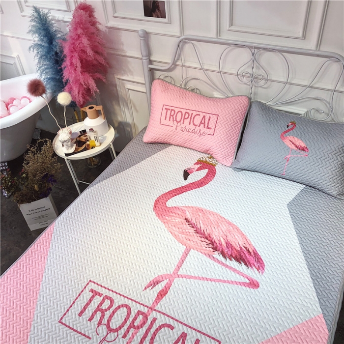 91家纺网 家纺一手货源 找家纺 昔可 chic风高颜值亲肤天丝空调软席三件套拼接网红鸟