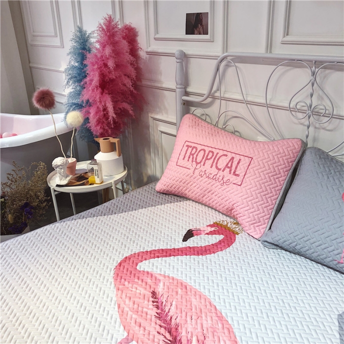 91家纺网 家纺一手货源 找家纺 昔可 chic风高颜值亲肤天丝空调软席三件套拼接网红鸟