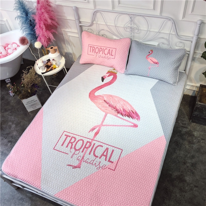 91家纺网 家纺一手货源 找家纺 昔可 chic风高颜值亲肤天丝空调软席三件套拼接网红鸟