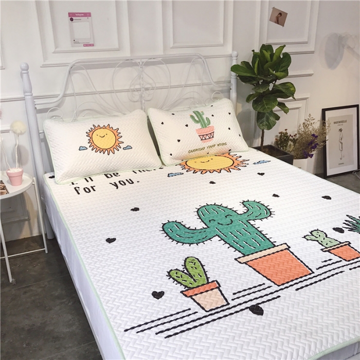 91家纺网 家纺一手货源 找家纺 昔可 chic风高颜值亲肤天丝空调软席三件套仙人掌