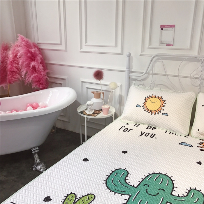 91家纺网 家纺一手货源 找家纺 昔可 chic风高颜值亲肤天丝空调软席三件套仙人掌