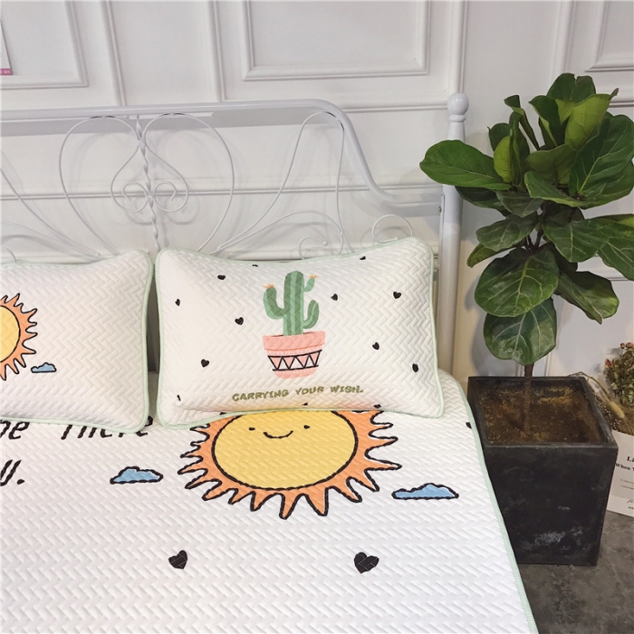 91家纺网 家纺一手货源 找家纺 昔可 chic风高颜值亲肤天丝空调软席三件套仙人掌