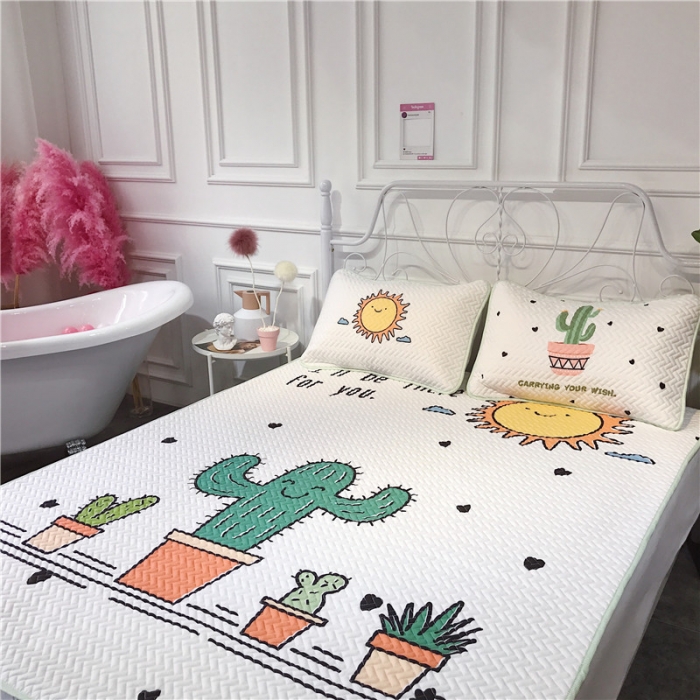 91家纺网 家纺一手货源 找家纺 昔可 chic风高颜值亲肤天丝空调软席三件套仙人掌