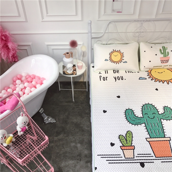 91家纺网 家纺一手货源 找家纺 昔可 chic风高颜值亲肤天丝空调软席三件套仙人掌