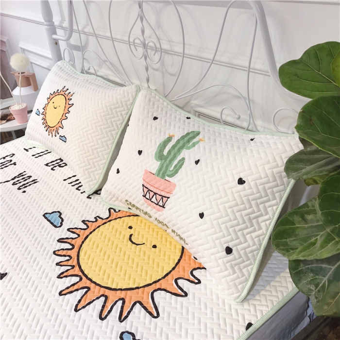 91家纺网 家纺一手货源 找家纺 昔可 chic风高颜值亲肤天丝空调软席三件套仙人掌