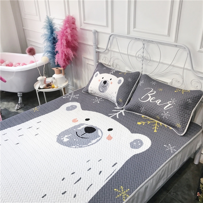 91家纺网 家纺一手货源 找家纺 昔可 chic风高颜值亲肤天丝空调软席三件套雪花熊