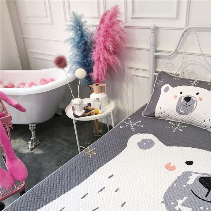 91家纺网 家纺一手货源 找家纺 昔可 chic风高颜值亲肤天丝空调软席三件套雪花熊