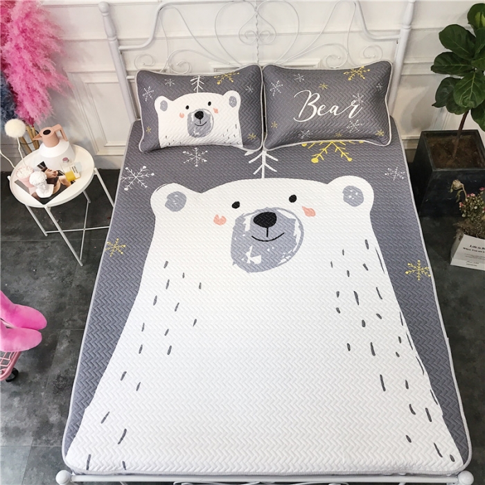 91家纺网 家纺一手货源 找家纺 昔可 chic风高颜值亲肤天丝空调软席三件套雪花熊