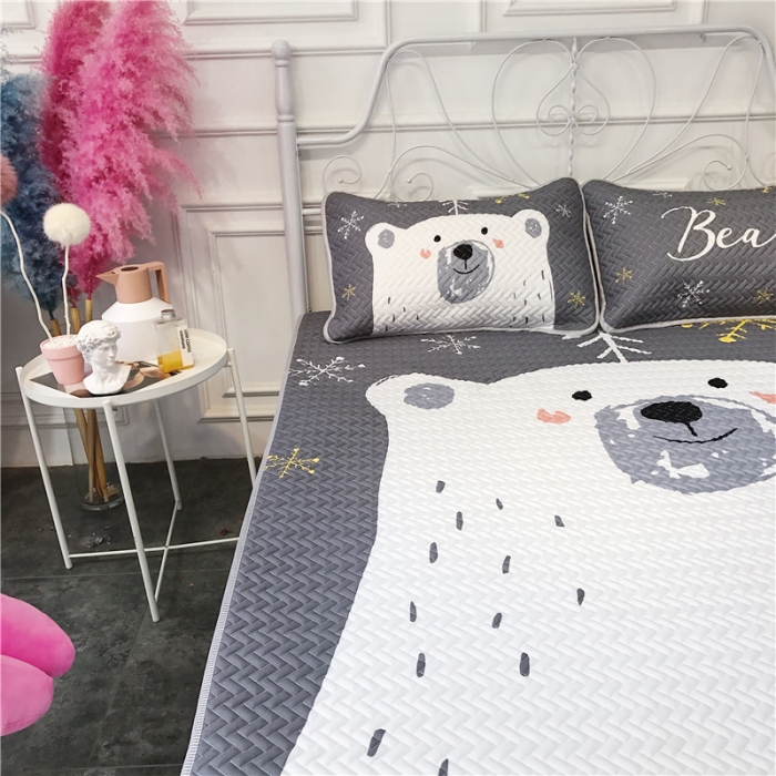 91家纺网 家纺一手货源 找家纺 昔可 chic风高颜值亲肤天丝空调软席三件套雪花熊