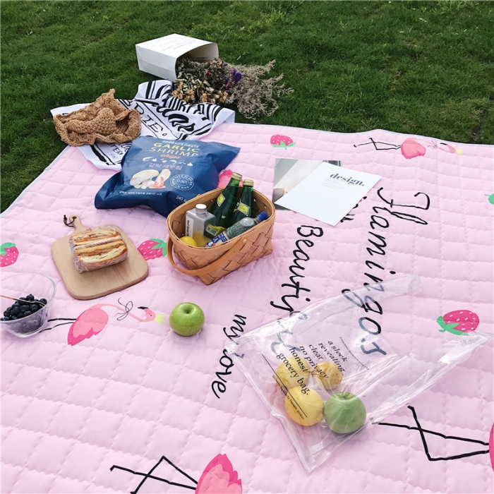 91家纺网 家纺一手货源 找家纺 昔可家纺 2018新款野餐垫 草莓火鸟