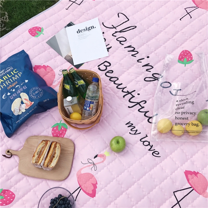 91家纺网 家纺一手货源 找家纺 昔可家纺 2018新款野餐垫 草莓火鸟