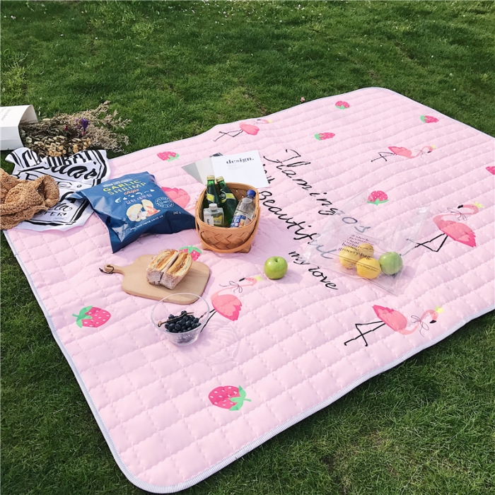 91家纺网 家纺一手货源 找家纺 昔可家纺 2018新款野餐垫 草莓火鸟