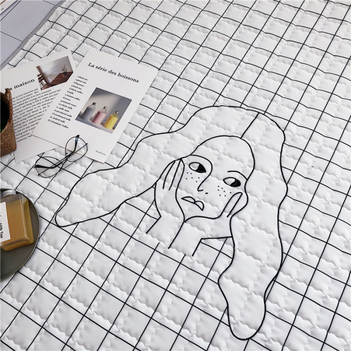 91家纺网 家纺一手货源 找家纺 昔可家纺 2018新款野餐垫 雀斑女孩