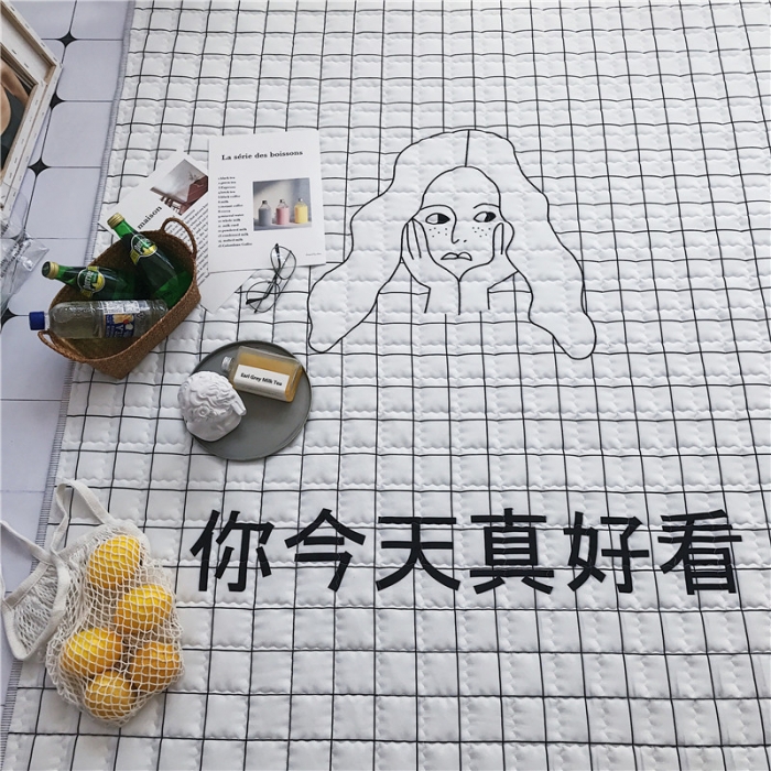 91家纺网 家纺一手货源 找家纺 昔可家纺 2018新款野餐垫 雀斑女孩