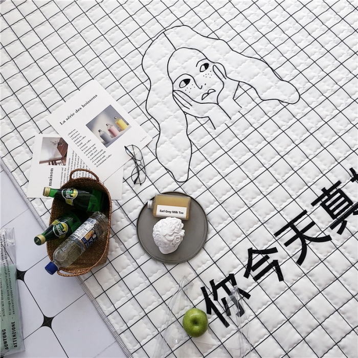 91家纺网 家纺一手货源 找家纺 昔可家纺 2018新款野餐垫 雀斑女孩