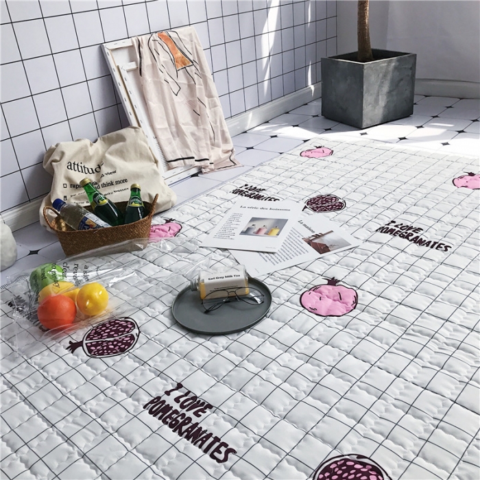 91家纺网 家纺一手货源 找家纺 昔可家纺 2018新款野餐垫 石榴