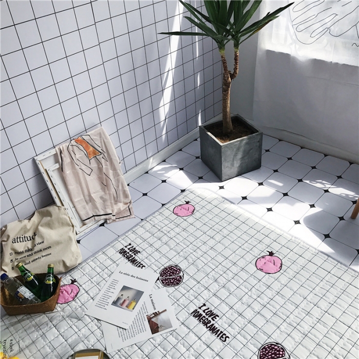 91家纺网 家纺一手货源 找家纺 昔可家纺 2018新款野餐垫 石榴