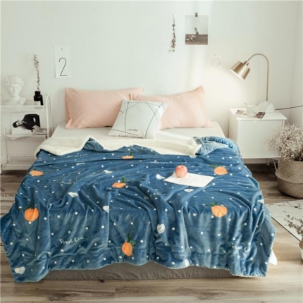 昔可家纺 2018新品羊羔绒毛毯 爱心橘子