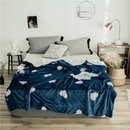 昔可家纺 2018新品羊羔绒毛毯 蓝底爱心