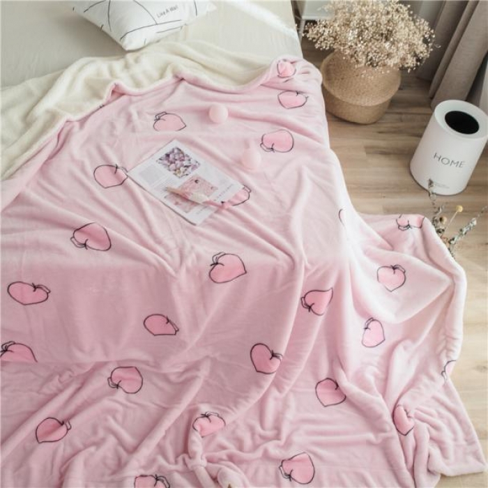 91家纺网 家纺一手货源 找家纺 昔可家纺 2018新品羊羔绒毛毯 蜜桃粉