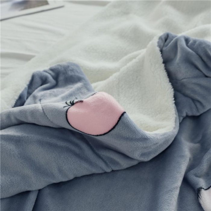 91家纺网 家纺一手货源 找家纺 昔可家纺 2018新品羊羔绒毛毯 蜜桃蓝