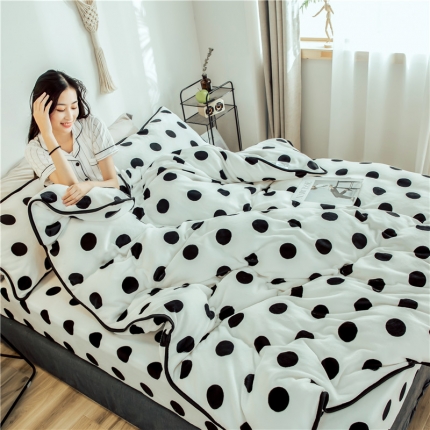 昔可家纺 2018新款牛奶绒四件套 白波点