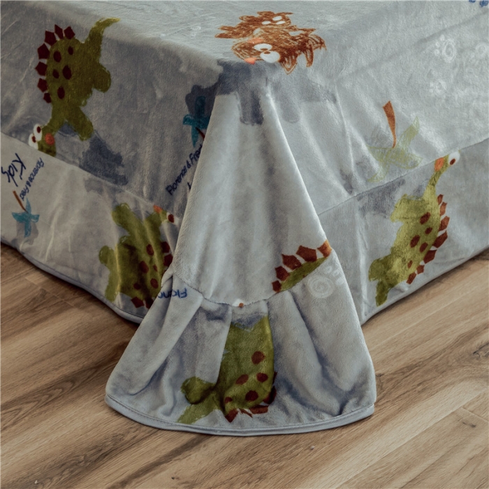 91家纺网 家纺一手货源 找家纺 昔可家纺 2018新款牛奶绒四件套 恐龙乐园