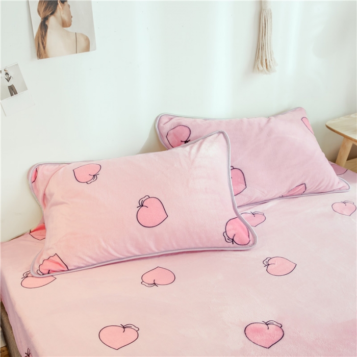 91家纺网 家纺一手货源 找家纺 昔可家纺 2018新款牛奶绒四件套 蜜桃-粉