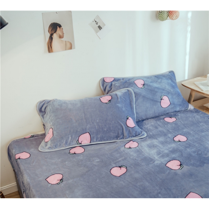 91家纺网 家纺一手货源 找家纺 昔可家纺 2018新款牛奶绒四件套 蜜桃-蓝